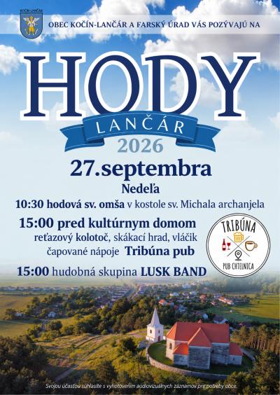 Hody Lančár 27. septembra 2026: omša o 10:30, sprievod a atrakcie